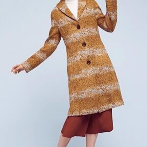 Anthropologie Mustard and Cream Pea Coat